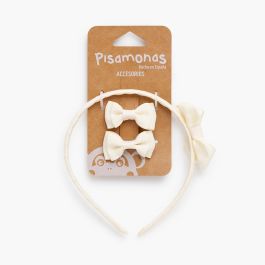 Haar-Set Mädchen Haarreif Schleife und Spangen Sahne