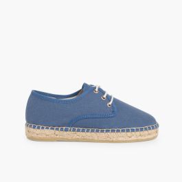 Blucherschuhe aus Leinen mit Espadrilles-Sohle Blau