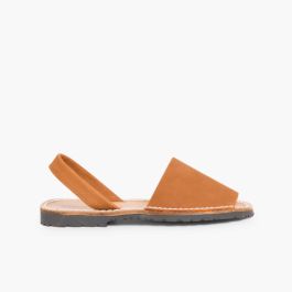 Kinder-Menorquinas Avarcas aus Nubukleder Braun