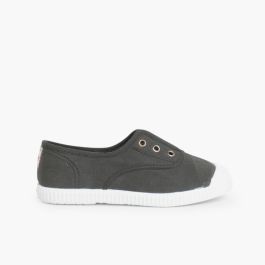 Leinwand-Sneakers ohne Schnürsenkel mit Gummispitze Anthrazit