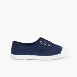 Leinwand-Sneakers ohne Schnürsenkel mit Gummispitze Marineblau