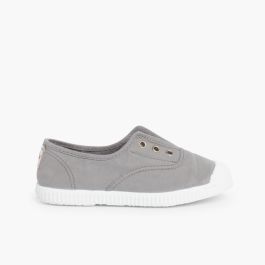 Leinwand-Sneakers ohne Schnürsenkel mit Gummispitze Grau
