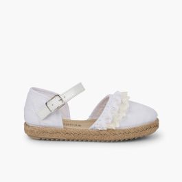 Espadrilles für Mädchen mit Spitze Weiß