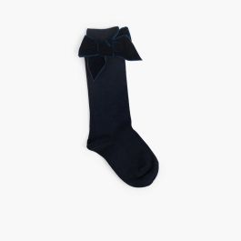 Socken für Jungen mit Samt-Schleife Marineblau