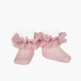 Kurze Socken mit Rüschen aus Tüll Zartrosa