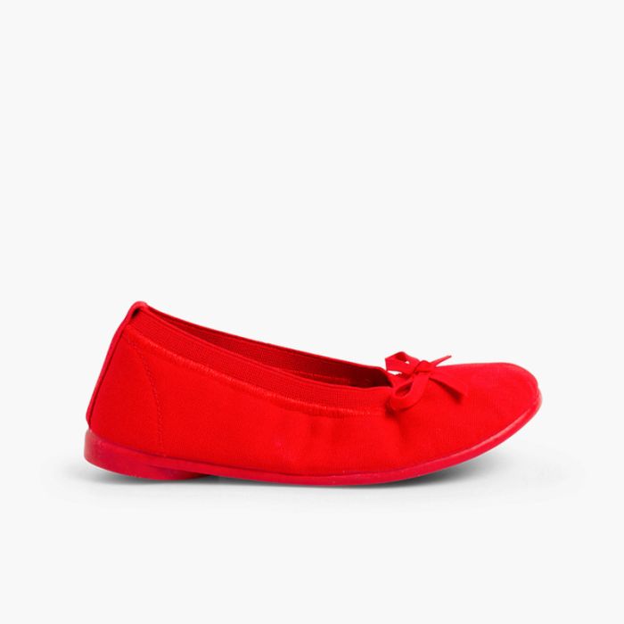 Stoff-Ballerinas mit Gummiband und Schleife