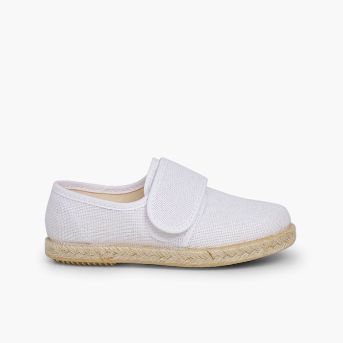 Blucherschuhe aus Leinen mit Klettverschluss