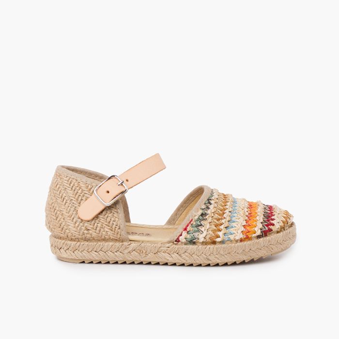 Mehrfarbige Espadrille aus Bast