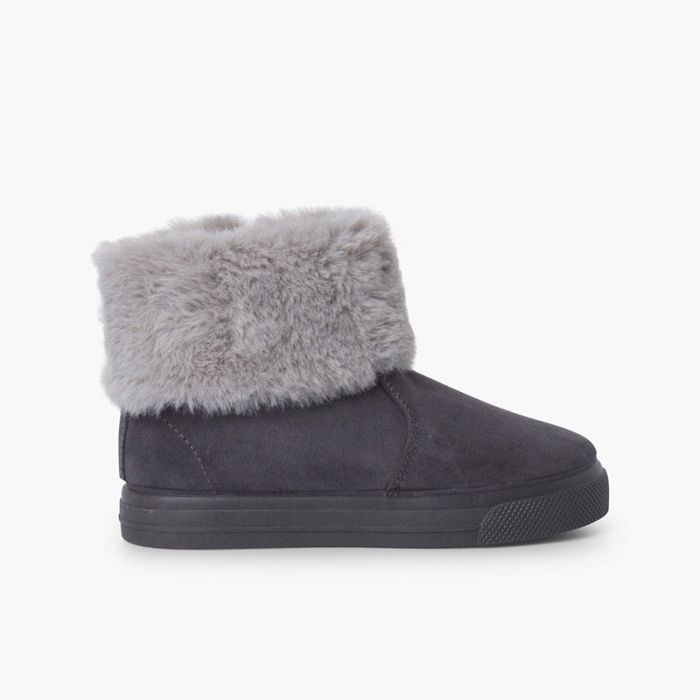 Gummistiefel für Mädchen mit umgeschlagenem Fellkragen und Reißverschluss