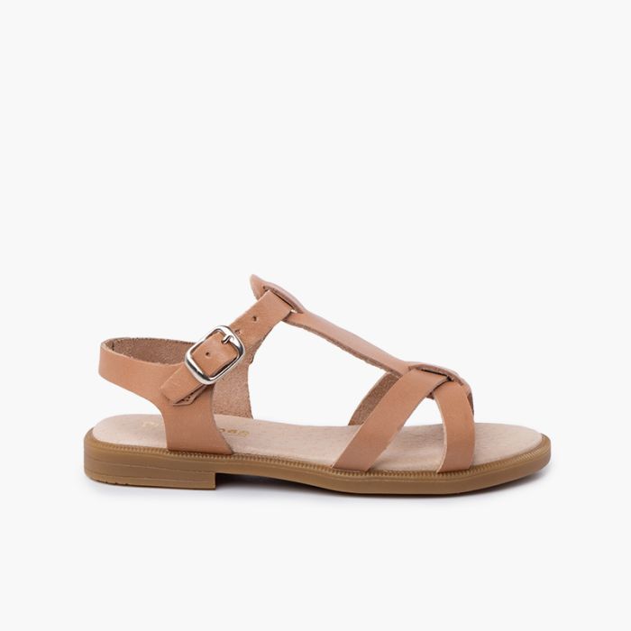 Ledersandalen für Mädchen mit Riemen und Schnallenverschluss
