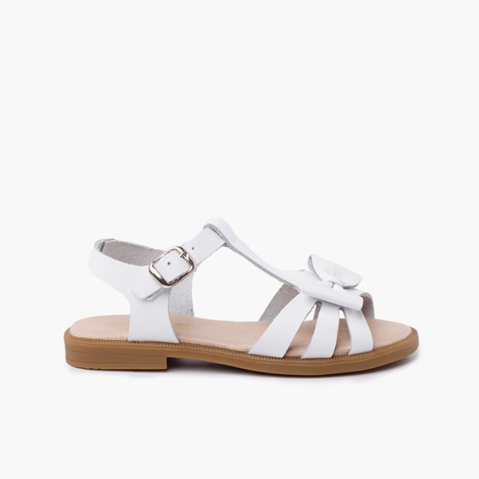 Ledersandalen für Mädchen mit Schleifenverschluss und Schnalle