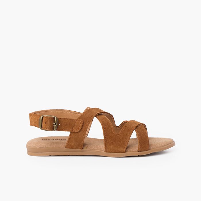 Wildleder-Sandalen mit gekreuzten Riemen