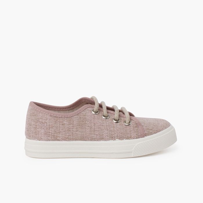 Leinen-Sportschuhe mit Schnürsenkeln