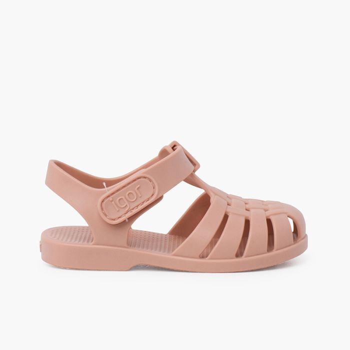 Strandsandalen für Kinder mit Klettverschluss in pudrigen Farben
