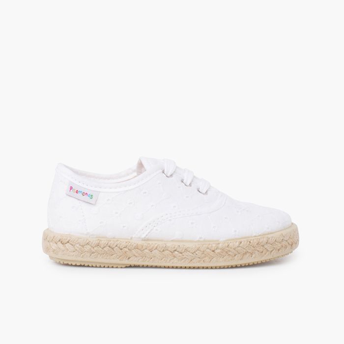 Espadrilles-Sneakers aus Stoff mit Schweizer Stickerei