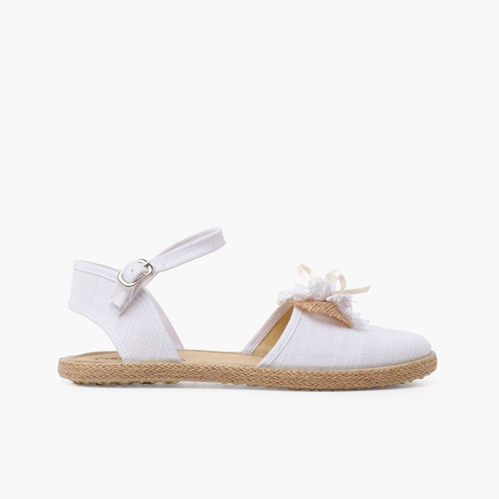 Zeremonie-Espadrilles aus Leinen mit rustikaler Schleife