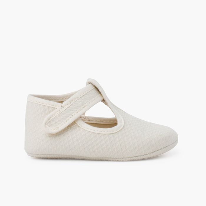 Baby-Schuhe aus gepolstertem Piqué mit Klettverschluss