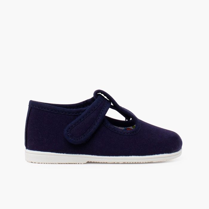 Baby-Schuhe aus Leinen mit dünner Sohle und Klettverschluss