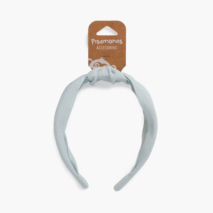 Breites Stirnband mit Knoten aus Bambula-Stoff und Linienmuster
