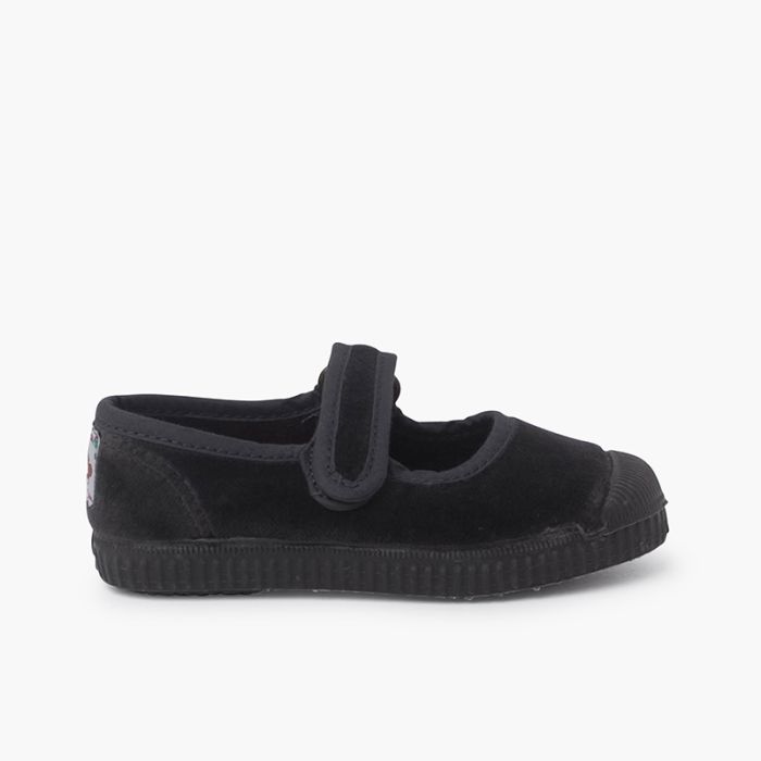 Mary Janes aus Samt mit Gummikappe