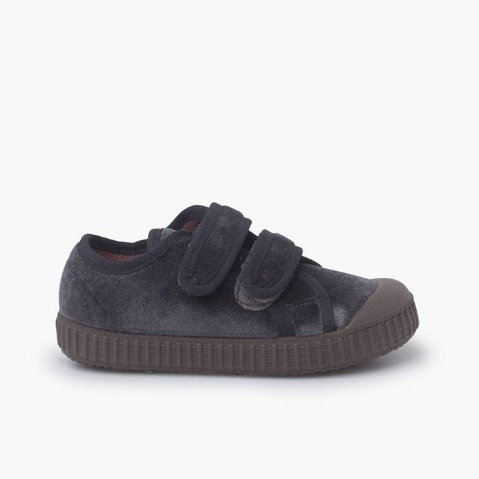 Samt-Sneakers mit doppeltem Klettverschluss