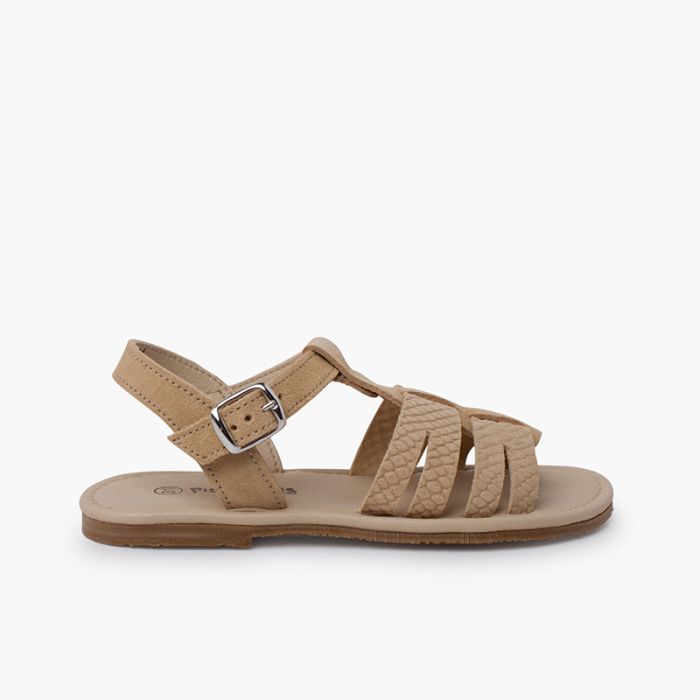 Sandalen im Gladiator-Stil aus geprägtem Leder