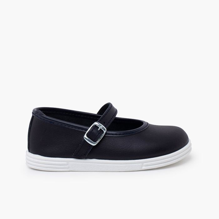 Waschbare Leder-Mary Janes mit Schnalle