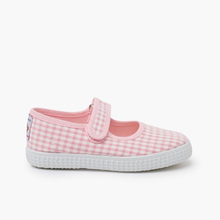 Karomuster Mary Janes mit Klettverschluss