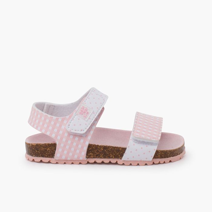 Bio-Sandalen für Mädchen mit Karomuster