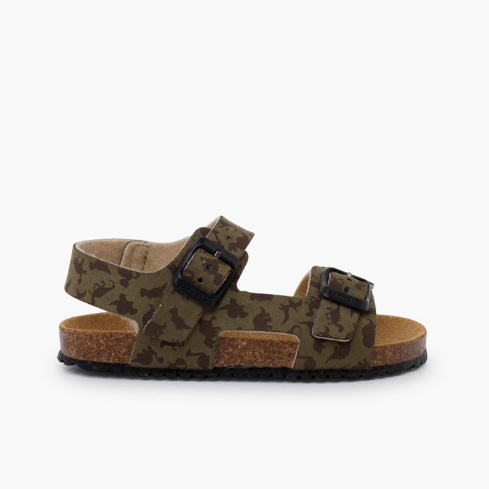 Bio-Sandalen mit Schnallen und Dinosaurier-Muster