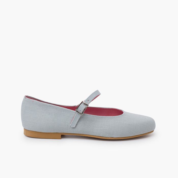 Leinen-Mary Janes mit eleganter Sohle