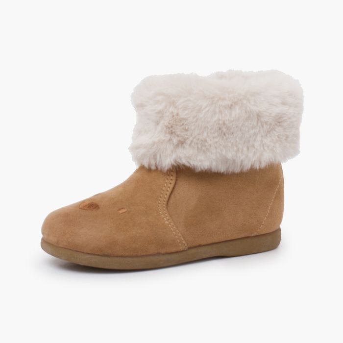 Stiefel mit Bärchen und Fellkragen