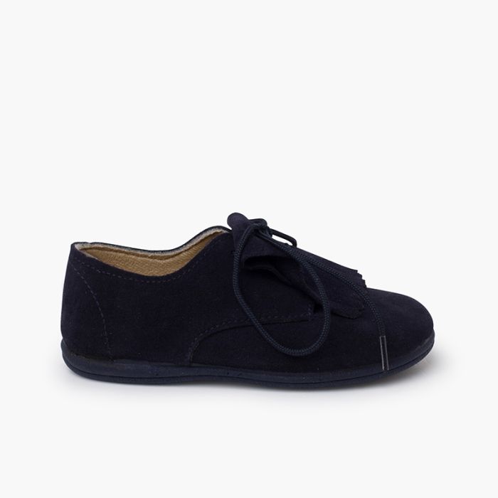Blucher-Schuhe aus Wildleder mit Fransen-Zunge
