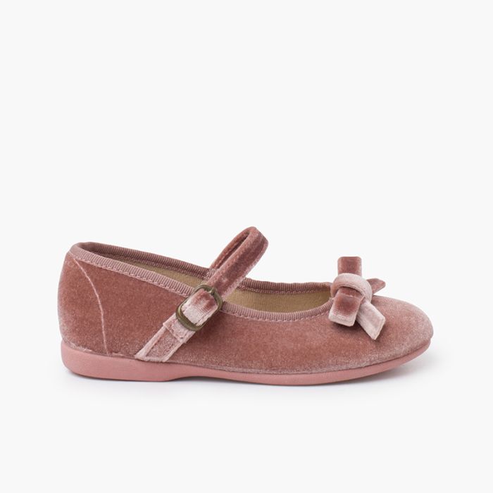 Mary Janes aus Samt für Mädchen mit Schleife