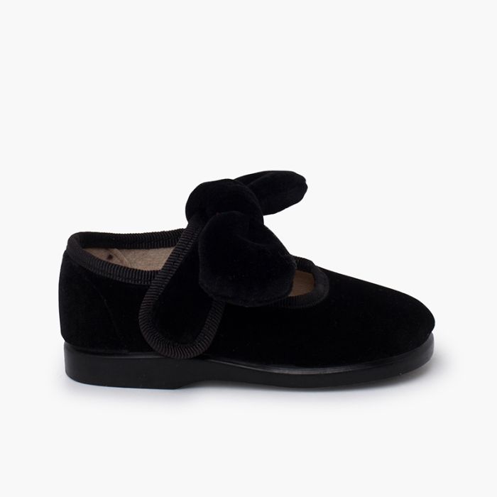 Mädchen-Mary Janes mit Samtbändchen und Klettverschluss