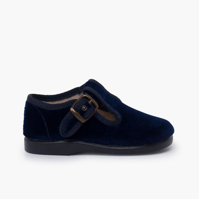Samt-Schnürschuhe mit Schnalle