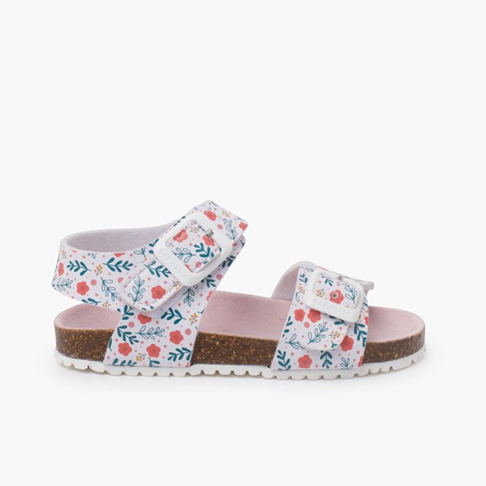 Bio-Sandalen mit Blumen und Klettverschluss