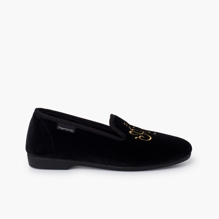 Venezianische Schuhe aus Samt mit Stickerei