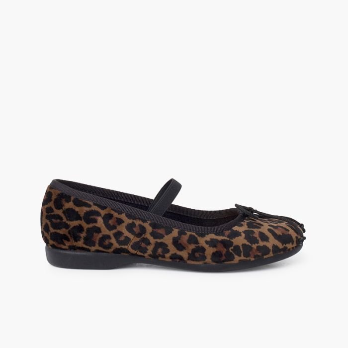 Mary Janes mit elastischem Animal-Print