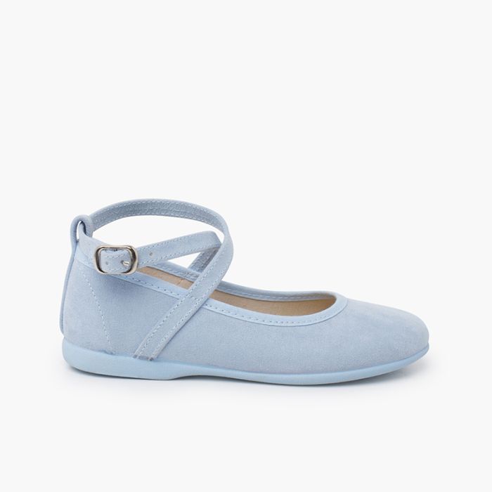 Mary janes wildleder-optik kreuzriemen schnalle