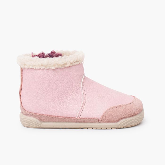 Barefoot-Stiefel Kunstleder Lammfellkragen