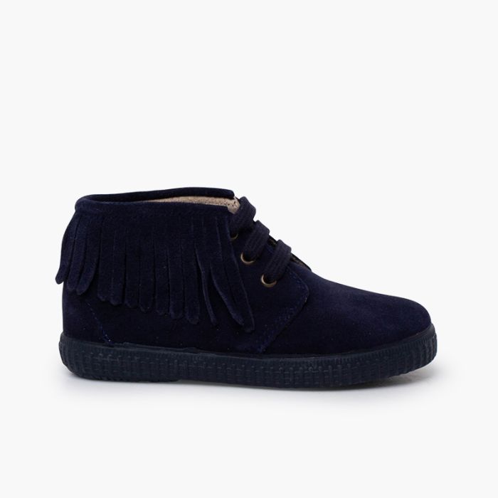 Kinderstiefel Wildleder Fransen runde Spitze