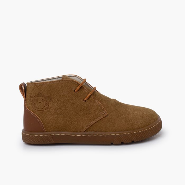Jungen Barfußstiefel Schnürsenkel Lederferse