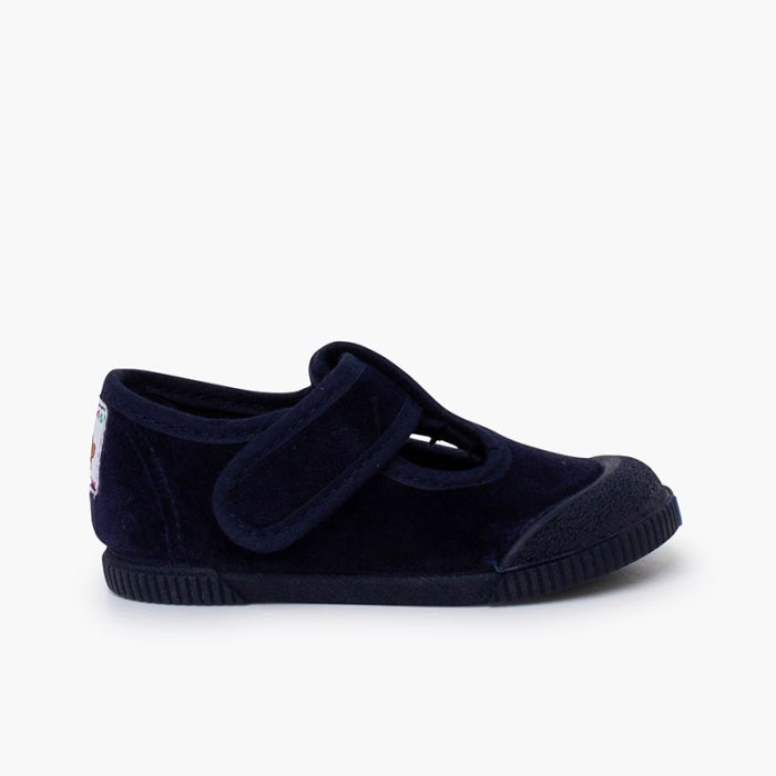 Barfuß- Riemchenschuhe Samt Zehenkappe Gummi