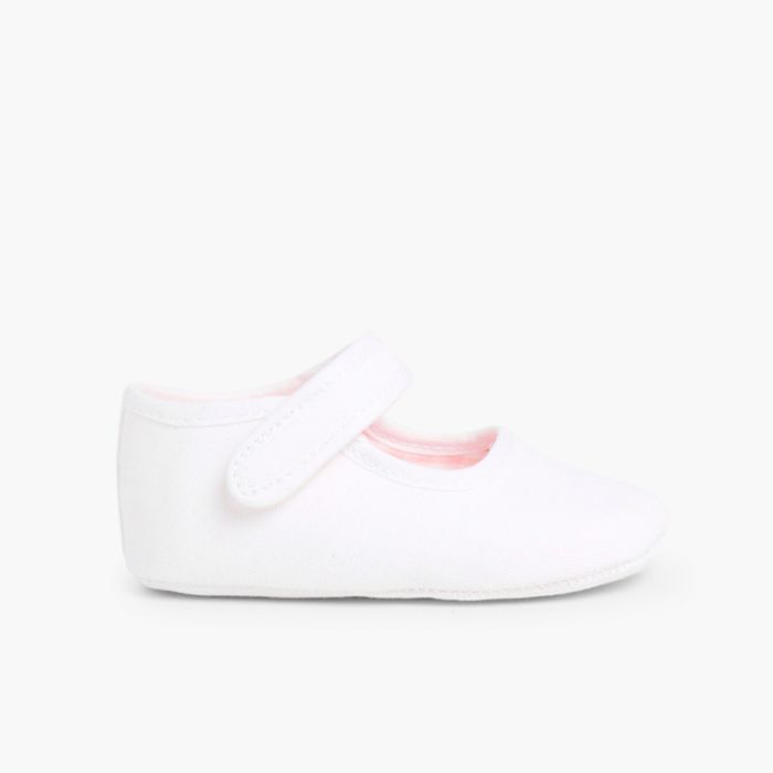 Baby Schuhe mit Riemchen aus Stoff mit Klettverschluss