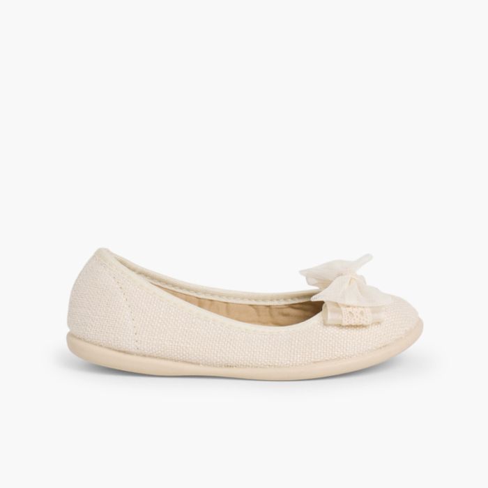 Ballerina aus Canvas mit Tüllschleife