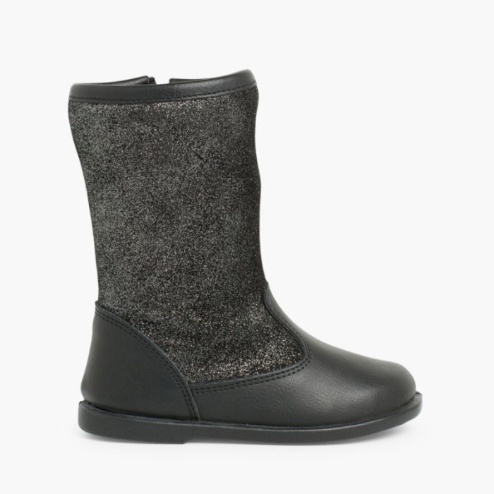 Stiefel aus glitzerndem Leder und Veloursleder für Mädchen
