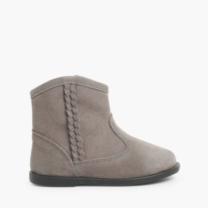 Stiefeletten aus Veloursleder mit seitlichem Flechtmuster für Mädchen