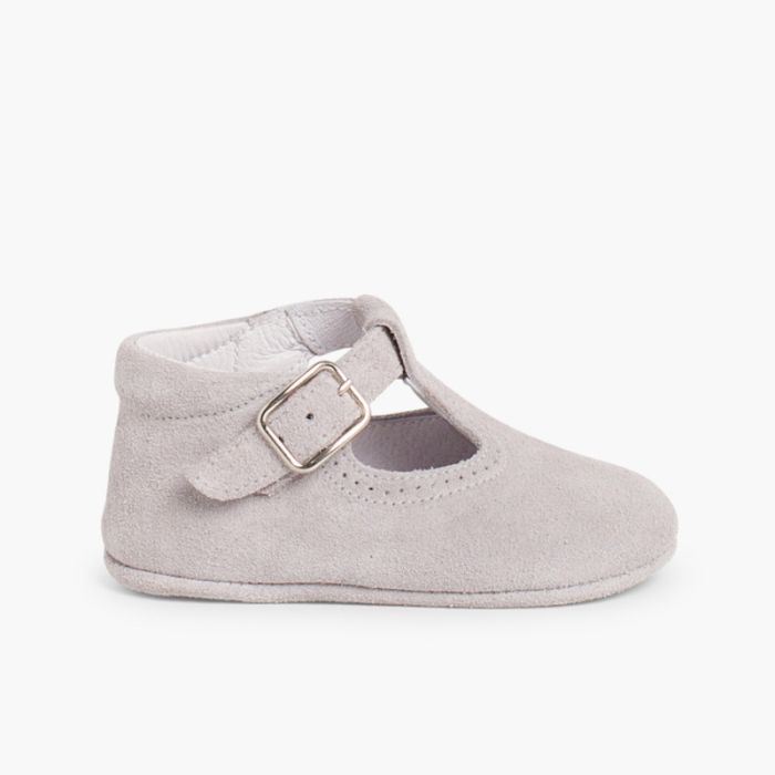 Klassische Babyschuhe Baby aus Wildleder mit Schnalle