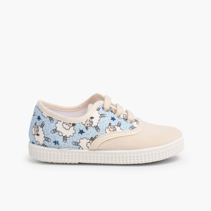 Sneakers aus Canvas mit Schnürung und Tierprint